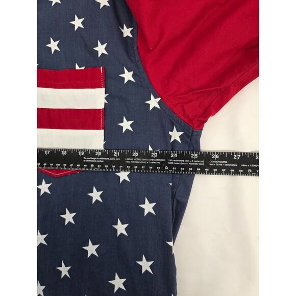 American Flag Button Down Shirt Sleeve Shirt Sz L USA RedHead Big Man Freedom - Picture 4 of 6